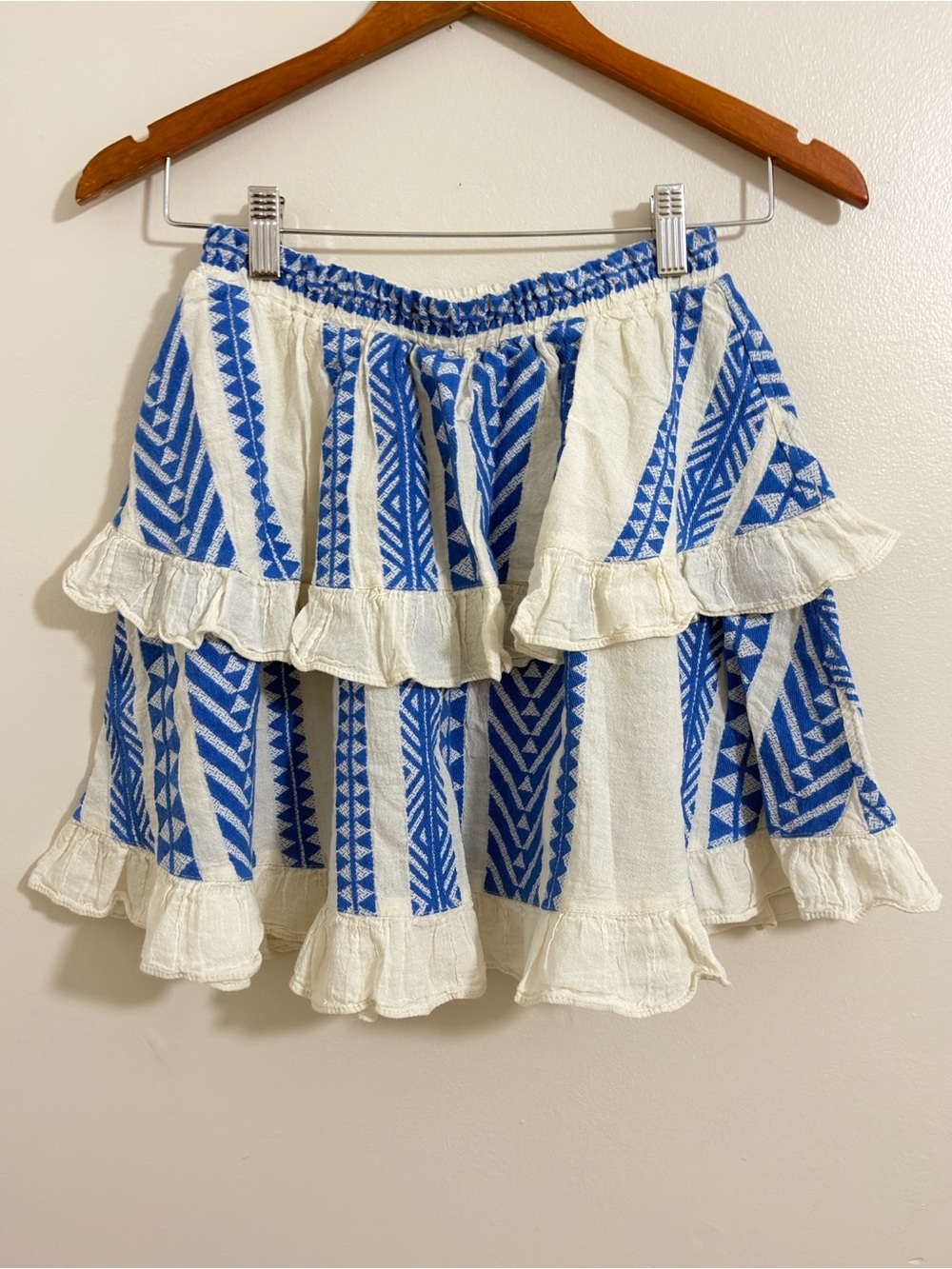 Devotion Twins Mini Skirt Cottagecore Boho Chic Blue/ivory Size S-M